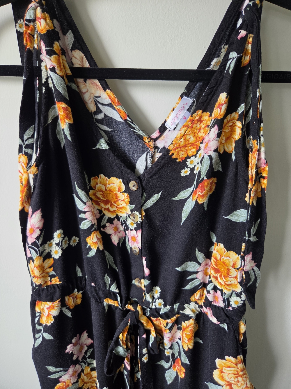 Windsor Black Floral Button-Front Romper